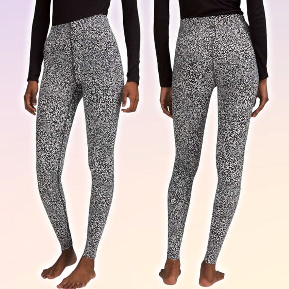 LULULEMON InStill High-Rise Tight 28" Sz 10 Warped Grain Alpine White Black